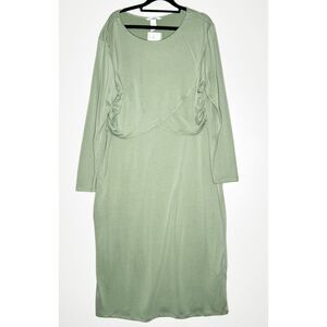 New H&M Mama Gathered Nursing Midi Dress Women's Maternity Size XXL